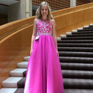 size 12/14 girls hot pink pageant dress